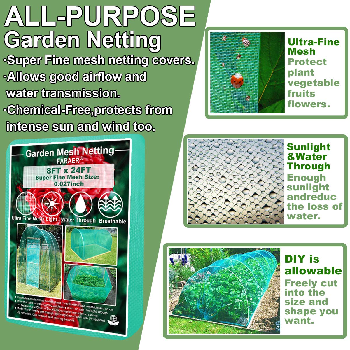 FARAER extra-fine mesh close-up shows small openings for pest protection