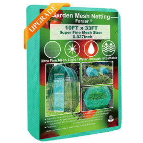 FARAER garden netting 10x33 ft covers vegetables and fruits for bird protection.