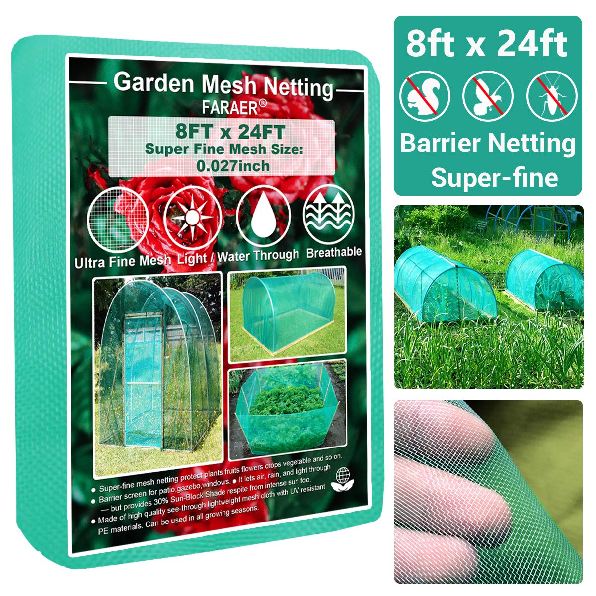 FARAER garden netting over raised beds protects crops while remaining breathable