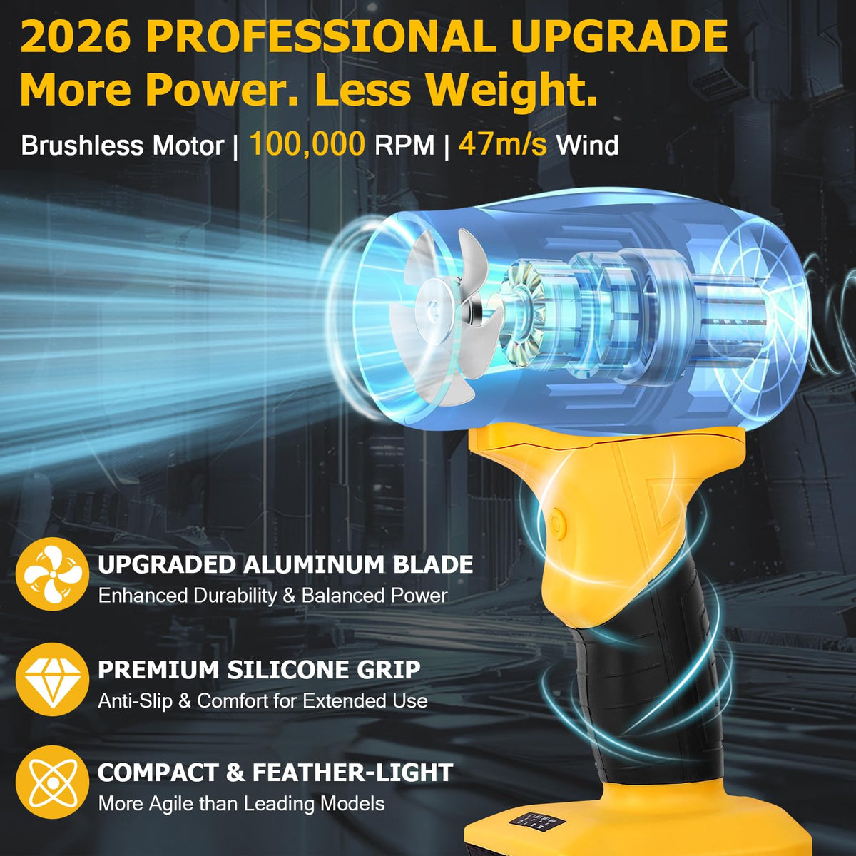Fargarloo leaf blower-100000rpm-turbine delivers high-speed air
