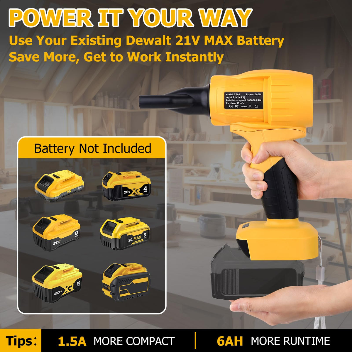 Fargarloo leaf blower-dewalt-battery-compatible works with your existing pack