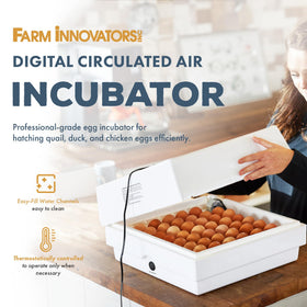 Farm Innovators 2450 Pro auto turner reduces handling and stress on eggs.