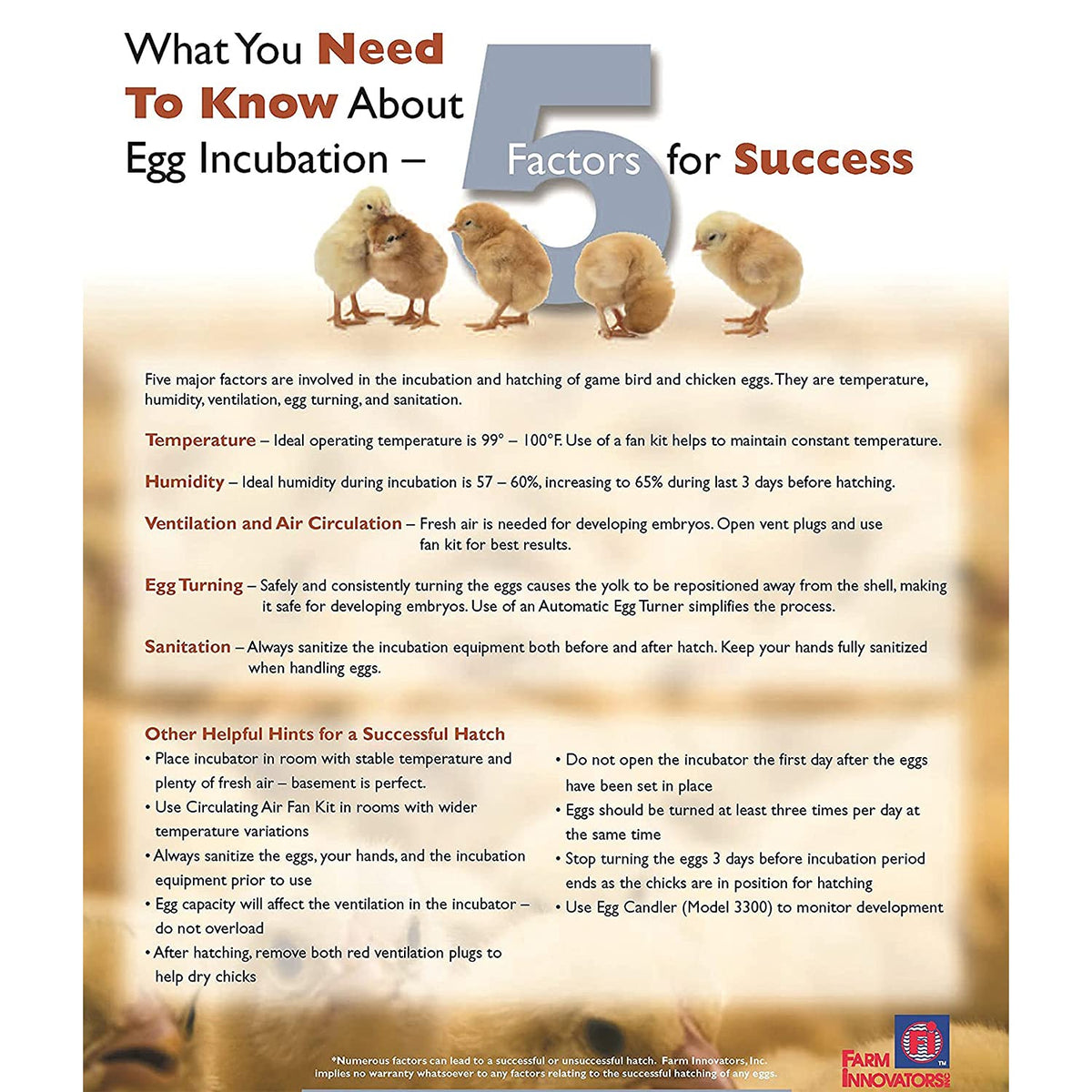 Farm Innovators 2450 Pro deep bottom tray accommodates larger eggs like ducks and geese.