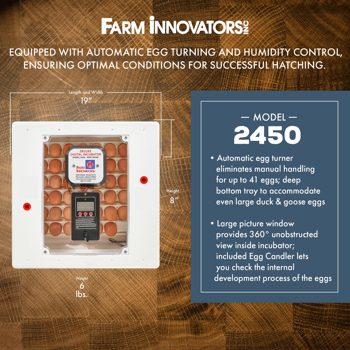 Farm Innovators 2450 Pro water channels enable easy refills without opening the lid.