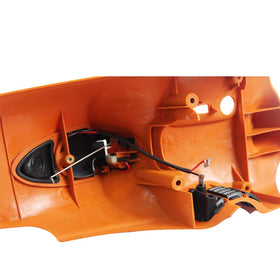 Farmertec shroud top cover attached to TS410/TS420 for precise fit.