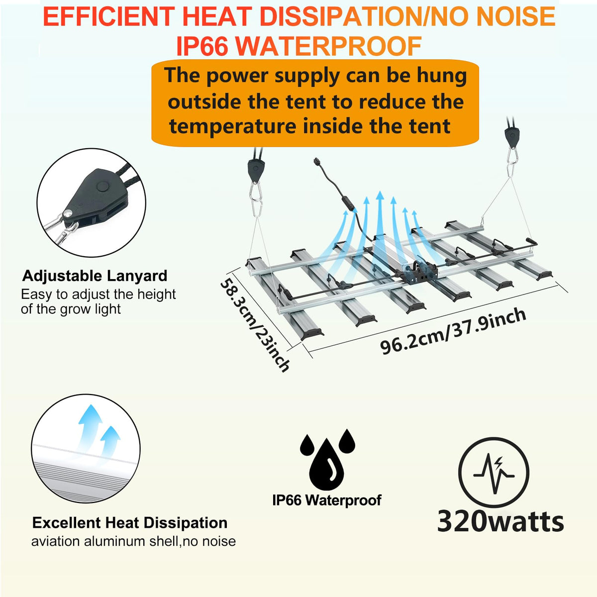 No-fan cooling keeps FARMLITE LED grow light quiet during sessions