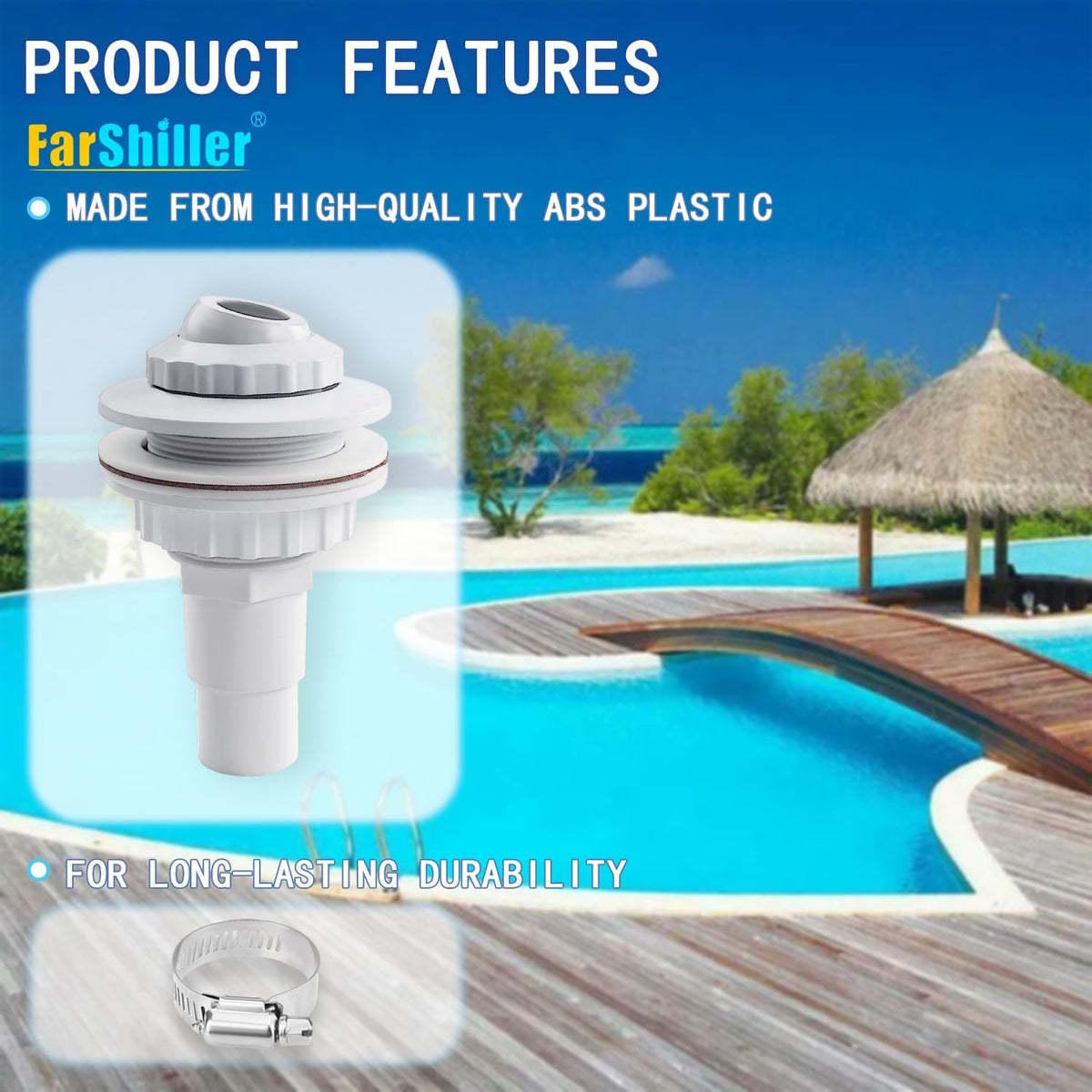 3/4 inch eyeball outlet opening enabling adjustable water flow.