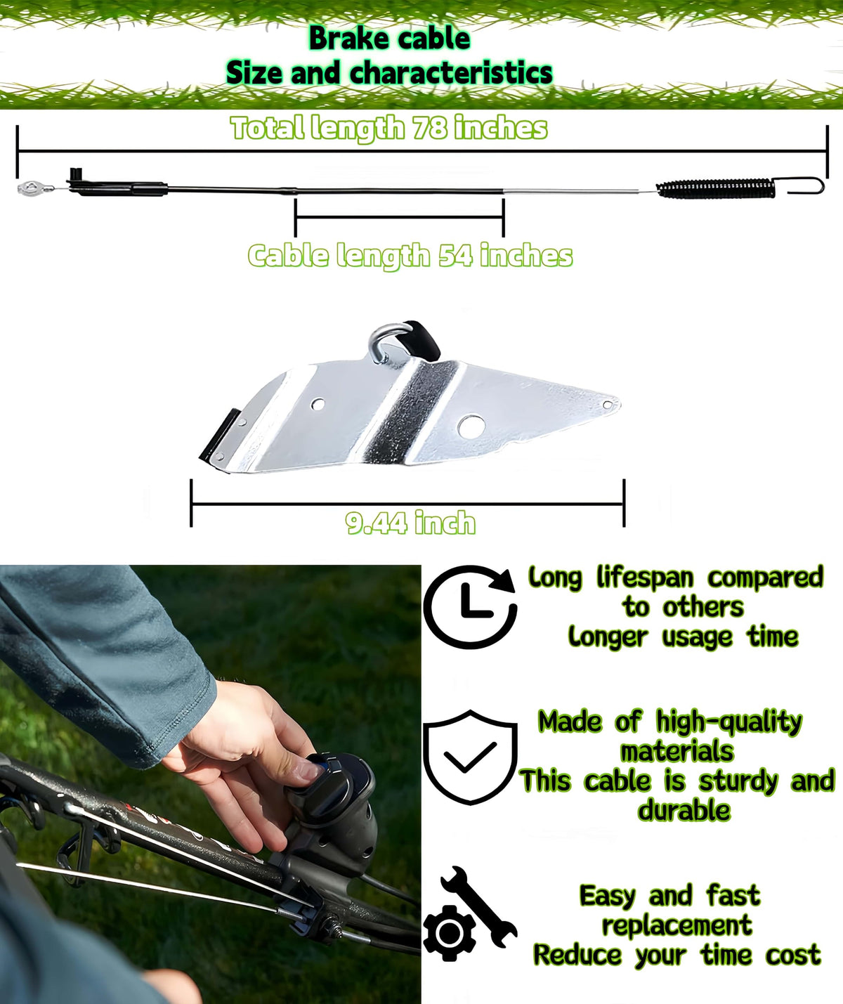 Fascinatte 133-8158 brake cable on mower showing compatibility