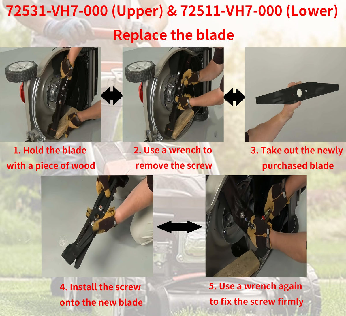 Fascinatte blade compatibility for Honda HRR216 series supports easy maintenance across models.