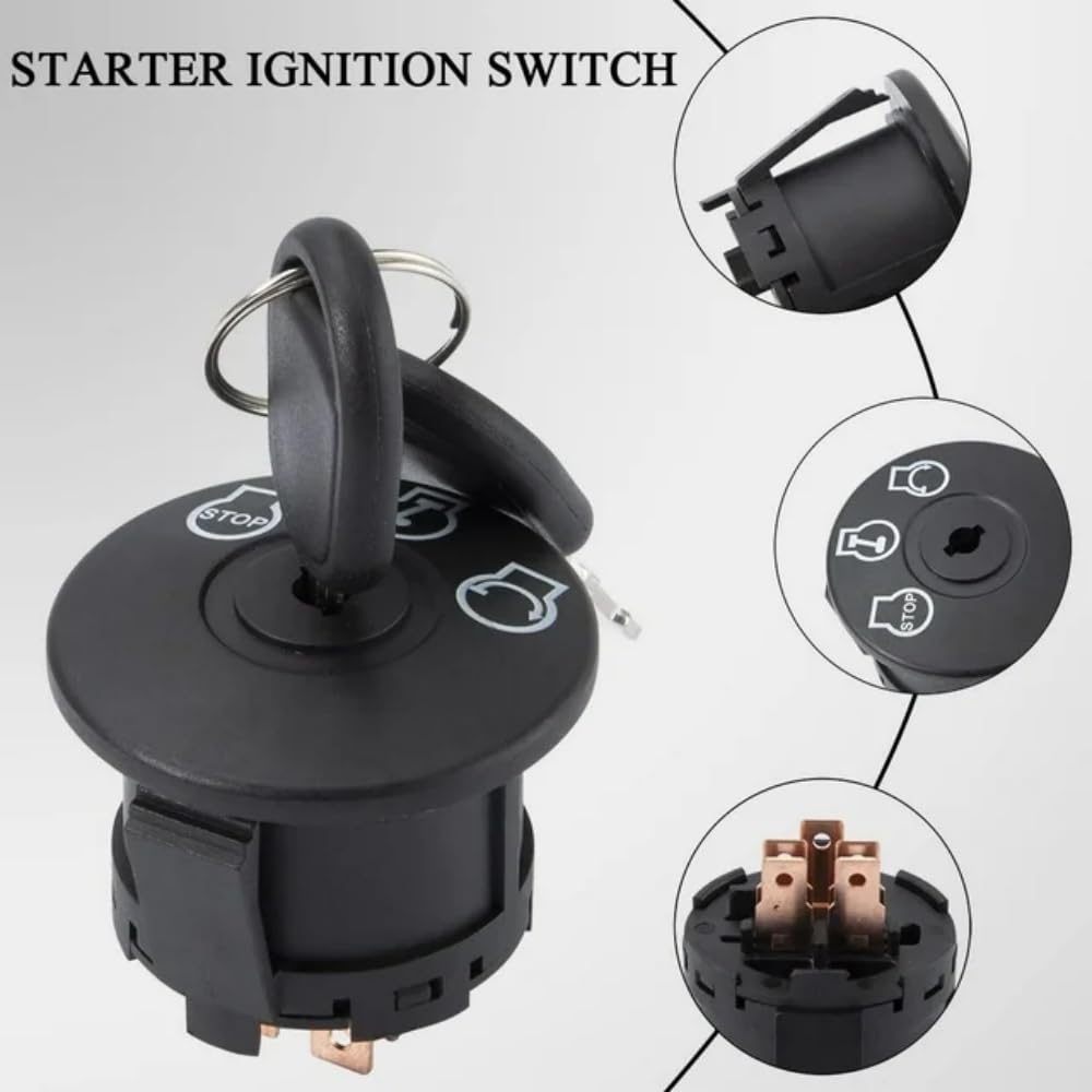Fascinatte ignition switch mounted with ring for quick mower replacement