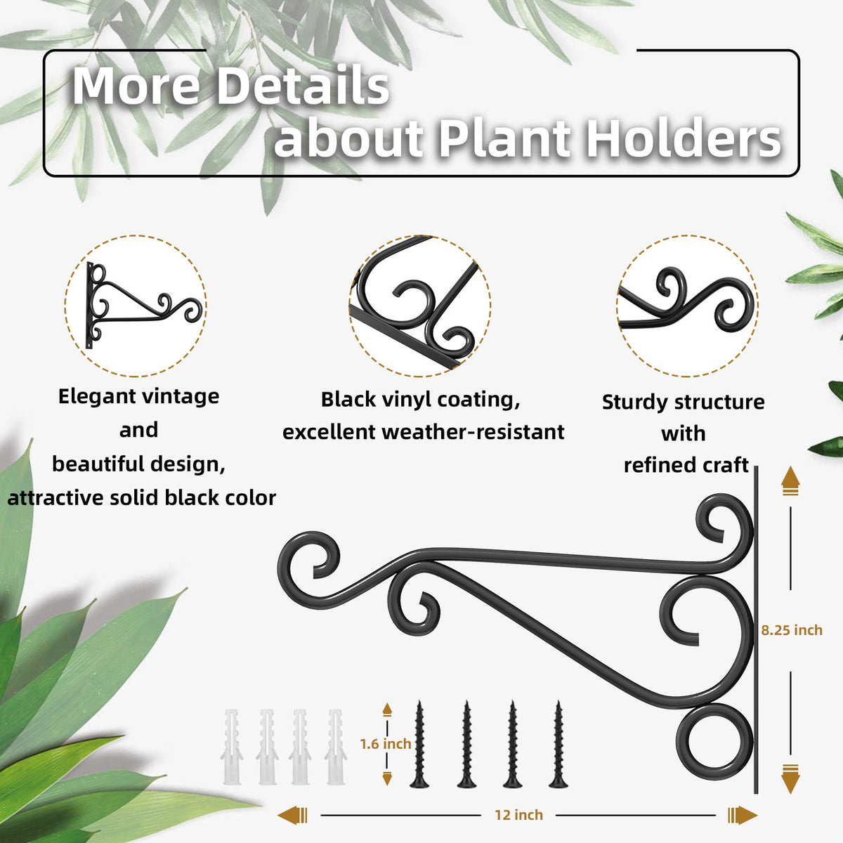 Fashion&Cool heavy-duty wall bracket with ornate curves for stable plant displays