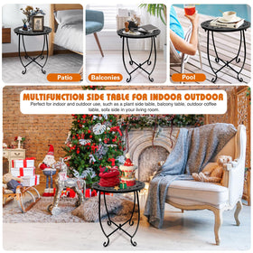 Fashion&cool outdoor side table 14-inch side-angle showcases round design and stability.