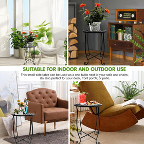 Fashion&cool hollow-carved design round table enhances balcony setups.