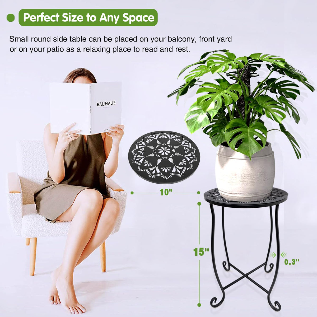 Fashion&cool multifunctional table doubles as plant stand indoors or outdoors.