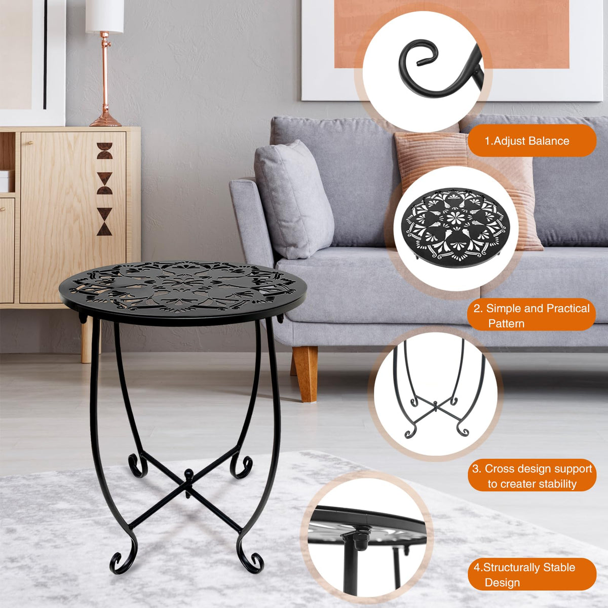 Fashion&cool round hollow-carve design emphasizes elegant style for indoor or outdoor spaces.