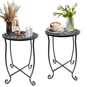 Fashion&cool outdoor round side table top view, ideal for compact patio spaces.