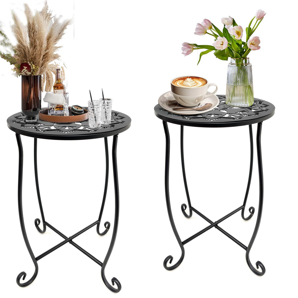 Fashion&cool outdoor round side table top view, ideal for compact patio spaces.