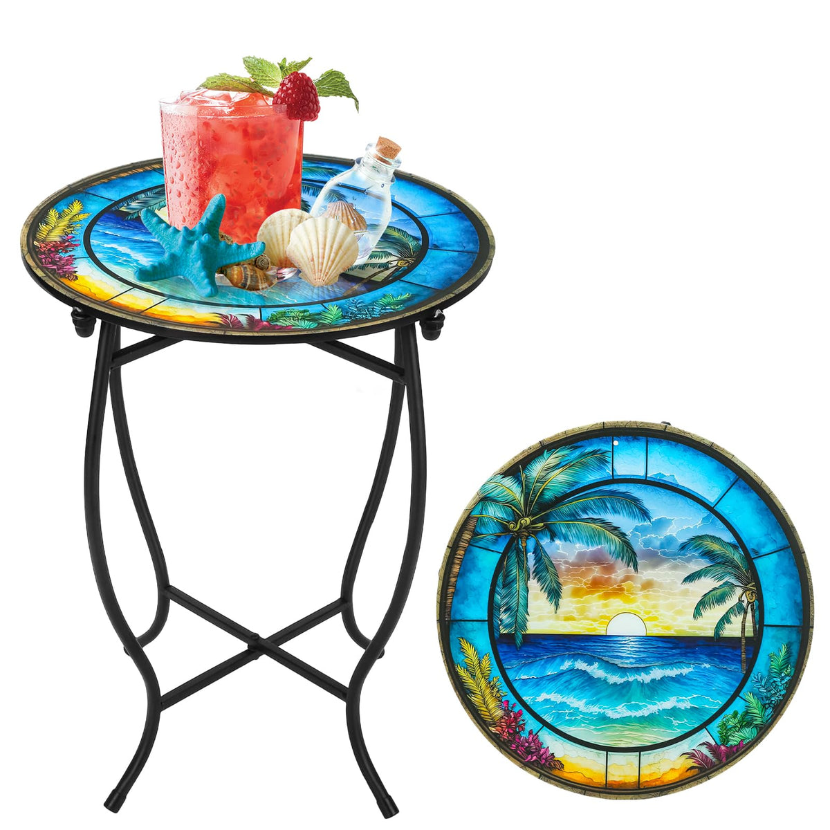 Fashion&cool patio side table with 14-inch diameter for compact outdoor spaces.