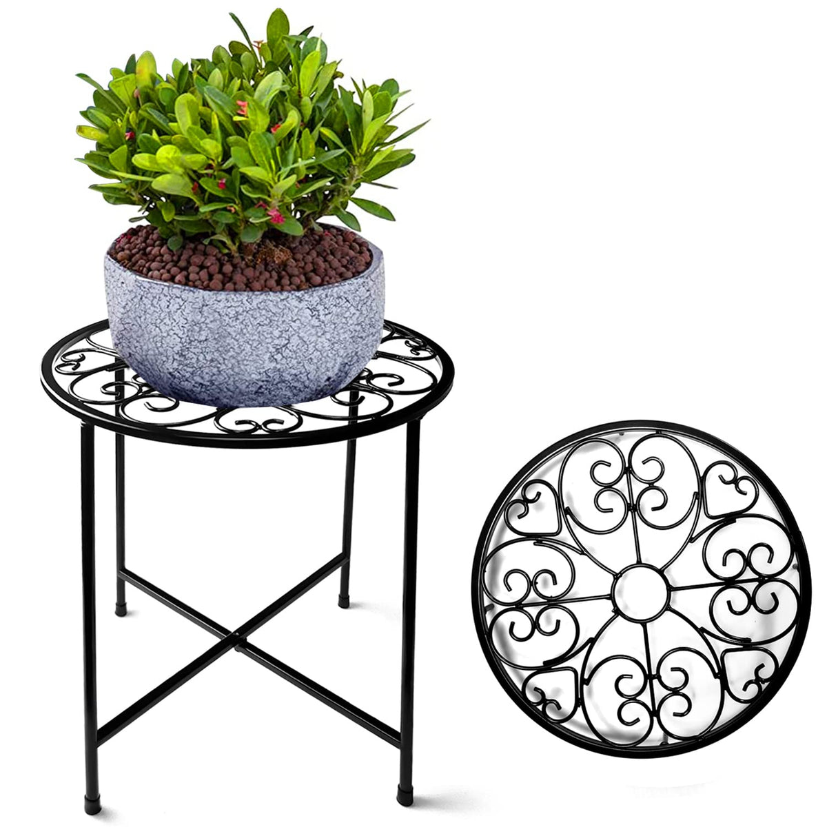 Fashioncool plant stand 15-inch round top view supports indoor plants elegantly.