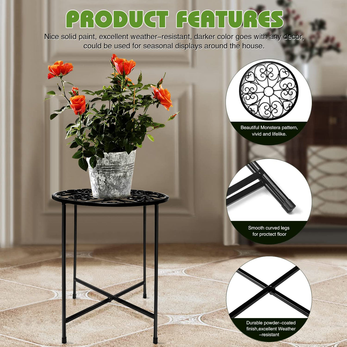 Foldable design enables quick setup and easy storage.