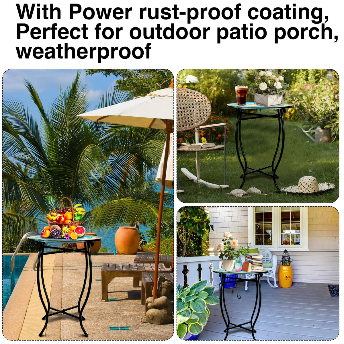 Fashion&cool weather-resistant metal table top designed for sun and rain.