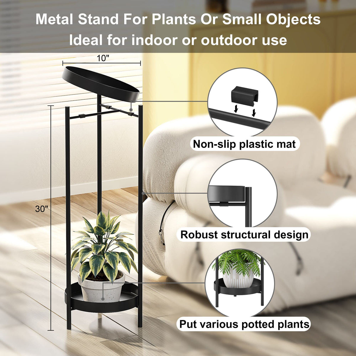 Fashionoda metal plant holder showcases greenery with stable two-tier shelves