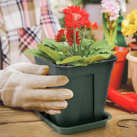 Fasmov green 7-inch plastic pot bottom view suitable for easy drainage