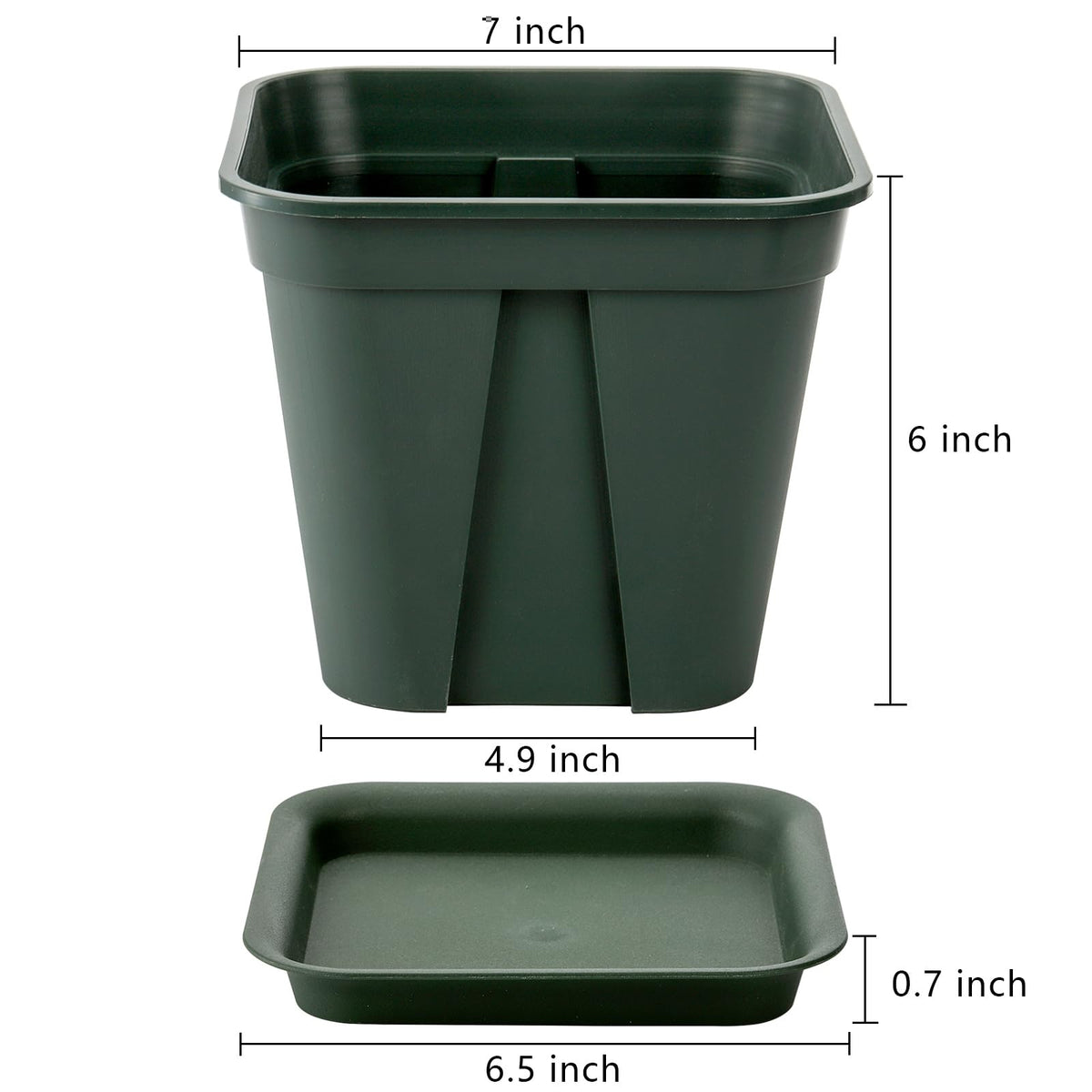 Fasmov square 7-inch nursery pot drainage holes promote airflow for healthy roots