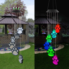 fasohere six paw prints hanging chimes illuminate outdoors for pet lovers