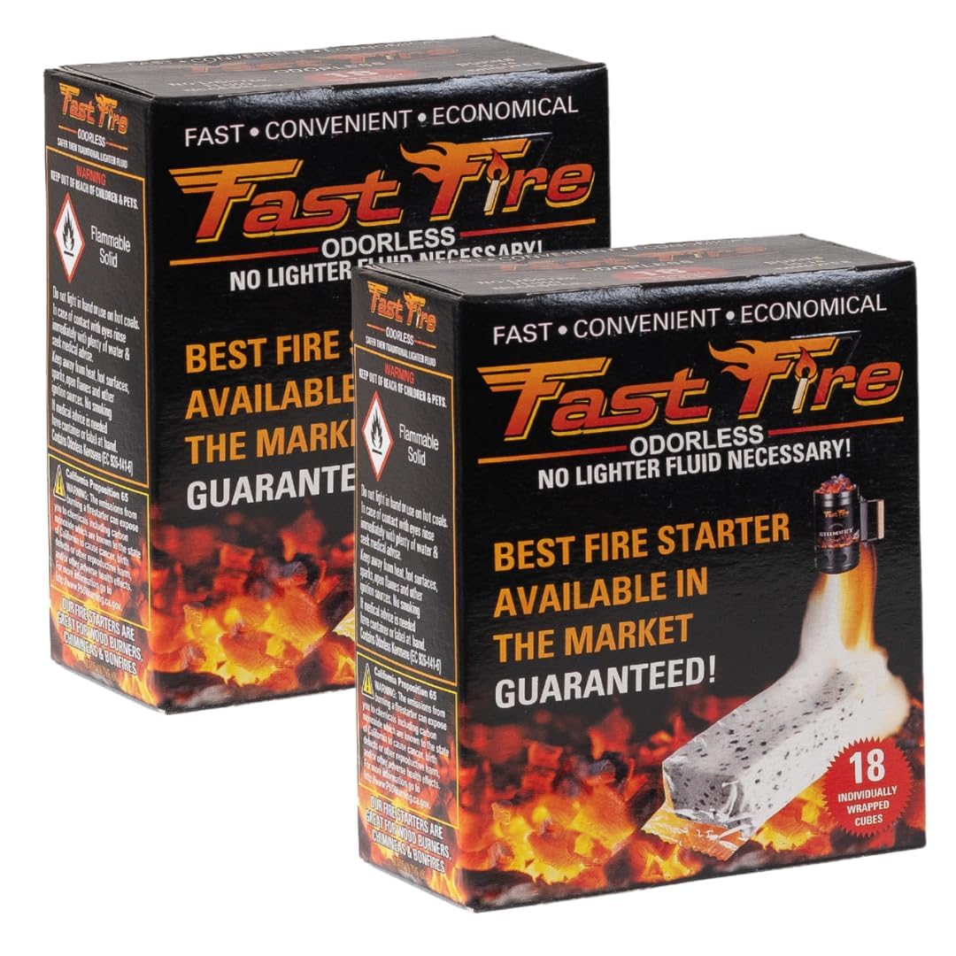 Fast Fire packaging keeps odorless starter cubes dry for reliable ignition.