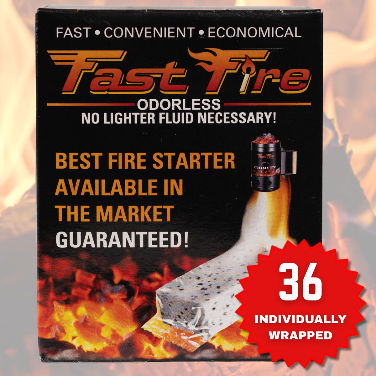 Fast Fire Odorless Cube lights quickly for grills, pits, and camping.