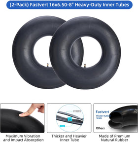 Fastvert 16x6.50-8 inner tube fits 8-inch rims on lawn equipment.