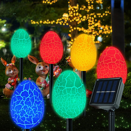 FathiSooc 12-pack giant Easter egg lights illuminate gardens with solar power and auto-on convenience.