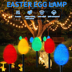 FathiSooc solar Easter egg lights with IP65 resist rain and wind for outdoor decor.