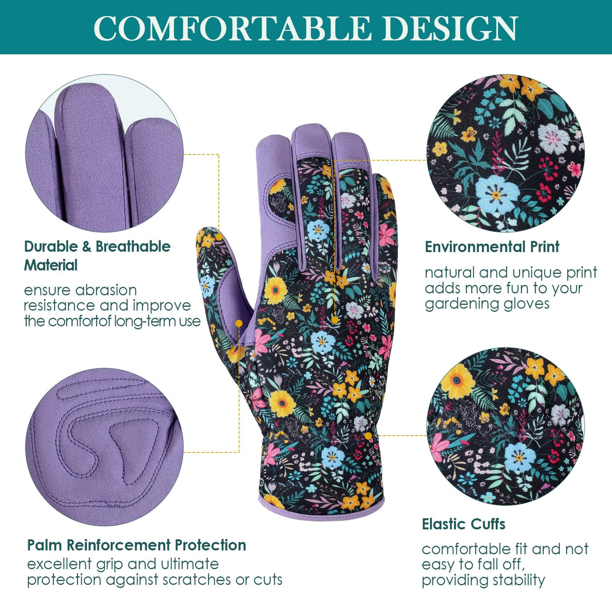 fauson garden gloves anti-scratch multilayer palm protects hands during planting.