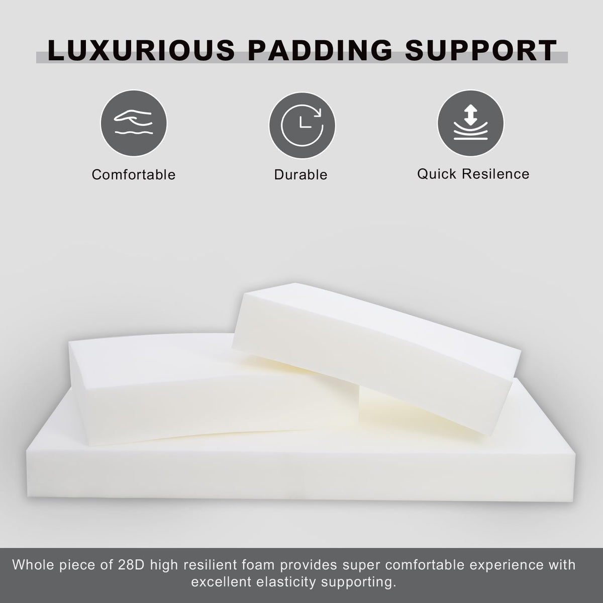 Favoyard 28D foam core provides soft, responsive support.