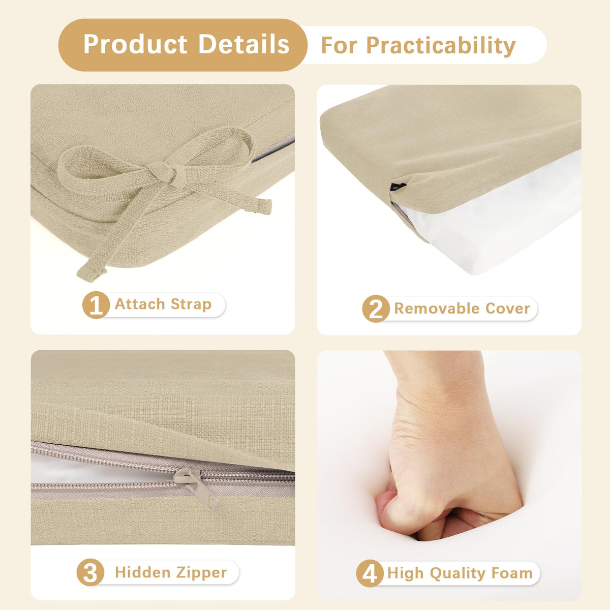 Favoyard 28D foam core provides soft support and quick rebound.