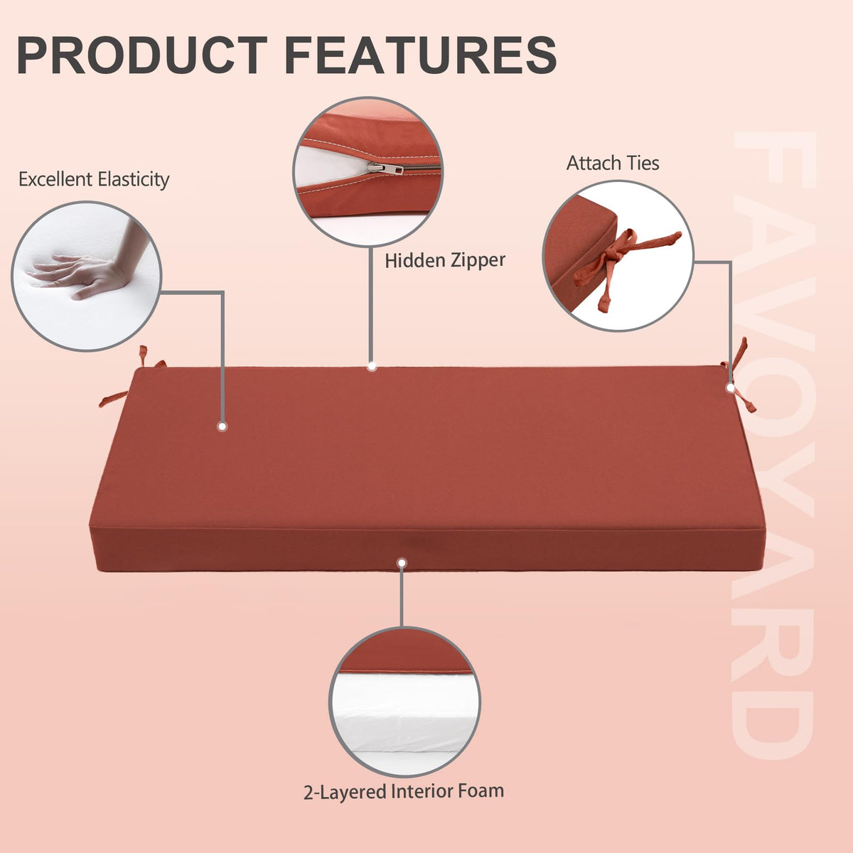 Favoyard 3-inch thick padding provides plush seating on hard surfaces