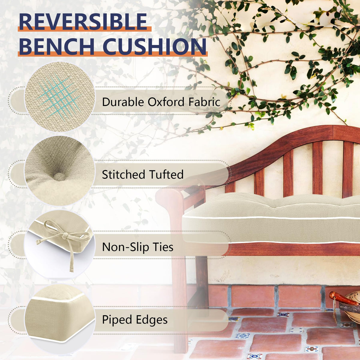 Favoyard bench cushion tufted texture adds cozy style to spaces