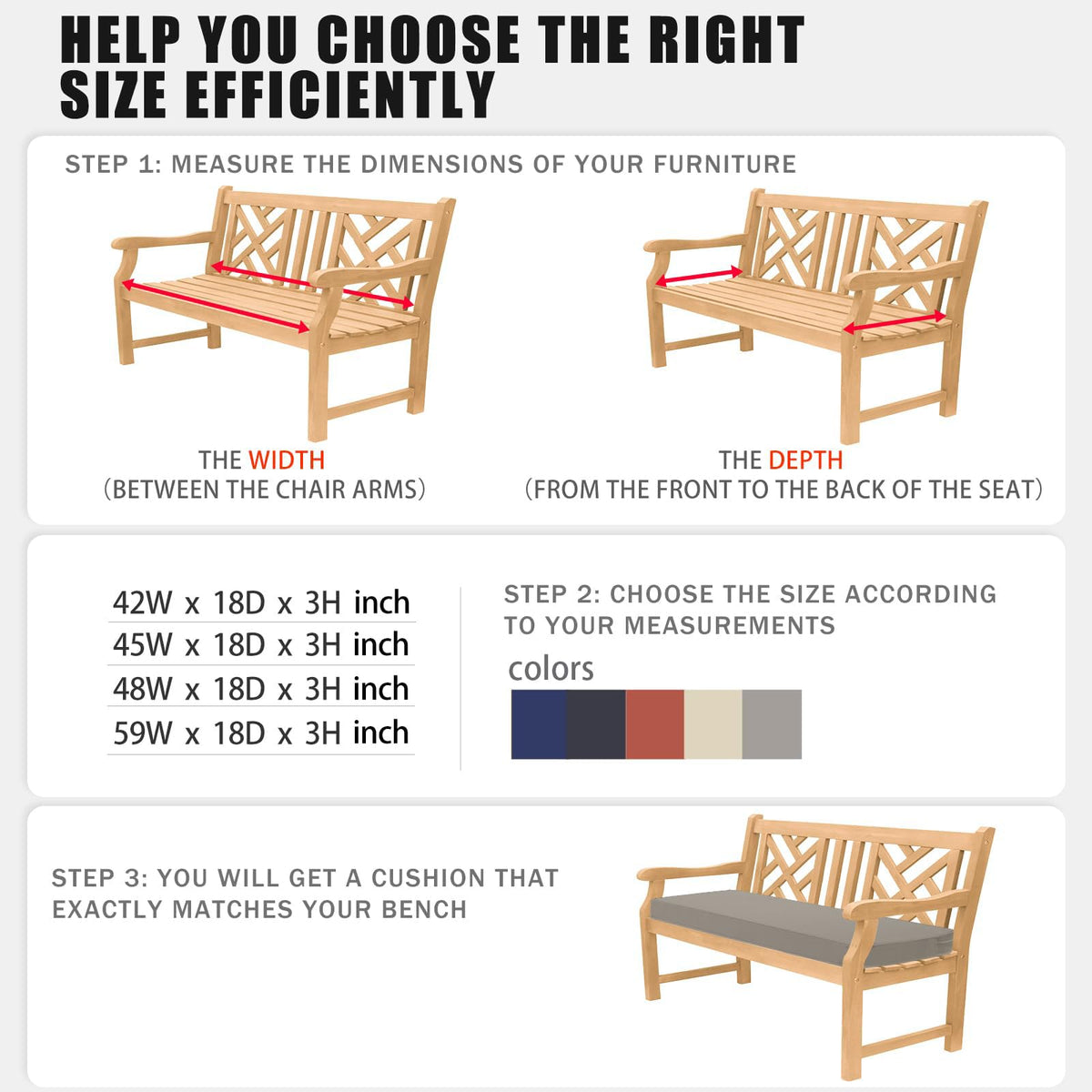 Favoyard bench cushion placed on a stylish patio set