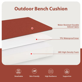 Favoyard bench cushion with secure attach ties to prevent slipping