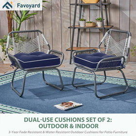 Favoyard blue cushions with piped edge maintain cushion shape.