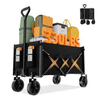 Favoyard collapsible wagon, 100L storage, ideal for groceries and camping gear.