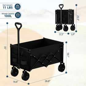 Favoyard collapsible wagon with all-terrain wheels, handles beach and park trips.