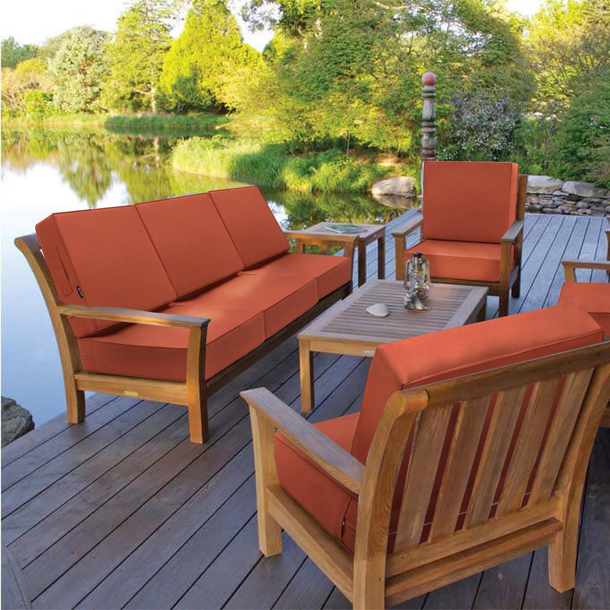 Favoyard cushion set adjustable straps with buckles secure to furniture frames.