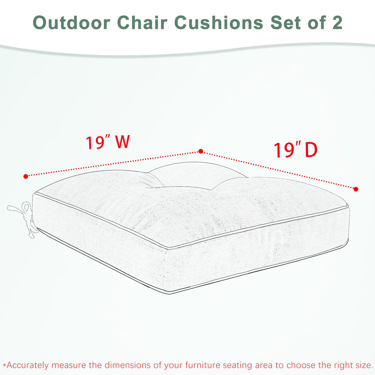 Favoyard cushion with tie straps securing to a chair for stability.