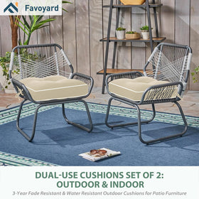 Favoyard tufted-edge cushion adding style to dining and lounge chairs.