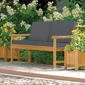Favoyard cushions shown on dark-gray patio set for durable outdoor seating.