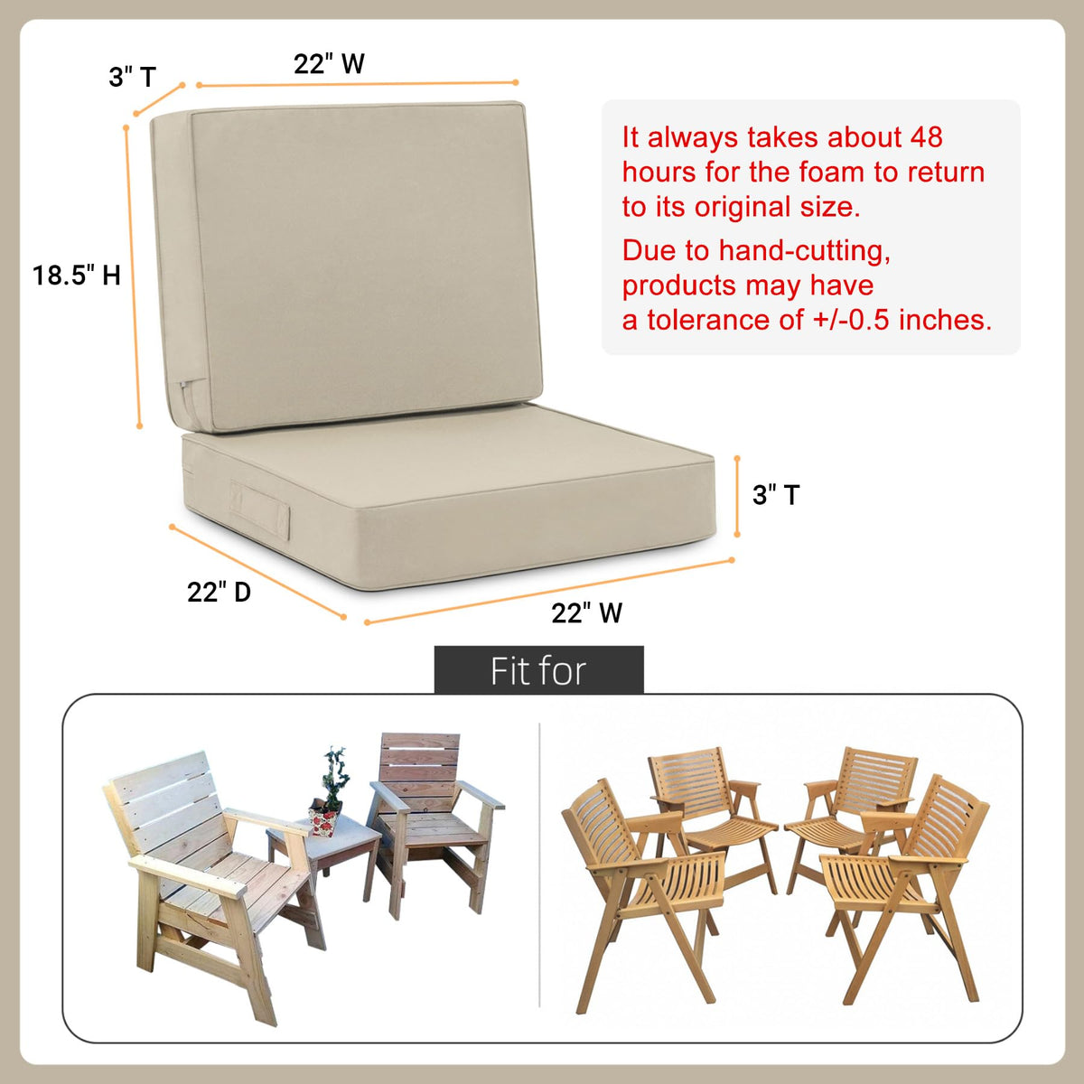 Favoyard deep seat cushion fabric closeup highlights fade-resistant material