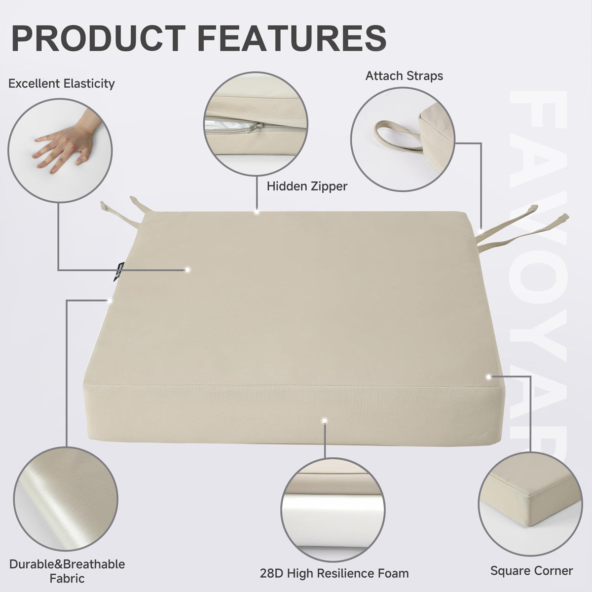 Durable fabric stands up to outdoor use and sun.